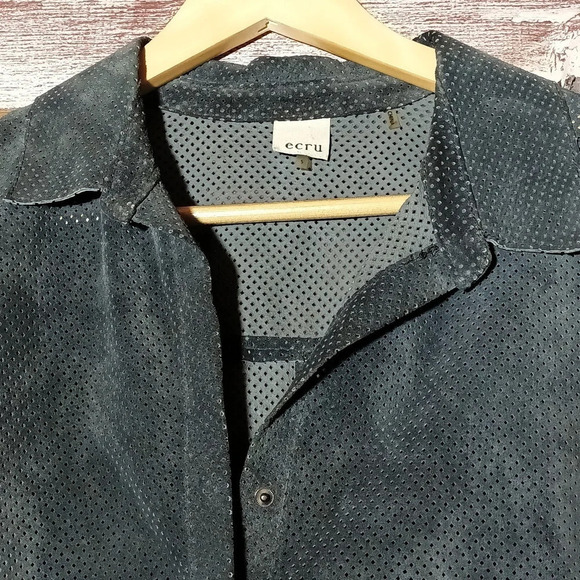 Ecru suede perforated fitted snap bluish gray soft pliable western street wear s - Picture 6 of 16